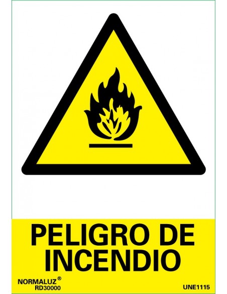 SEÑAL PELIGRO DE INCENDIO 21 X 30 