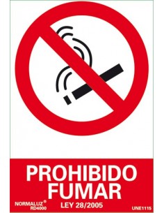 SEÑAL PROHIBIDO FUMAR 21 X 30