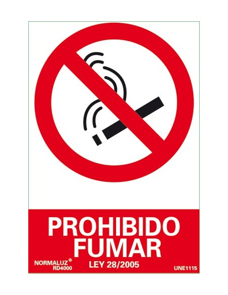 SEÑAL PROHIBIDO FUMAR 21 X 30 