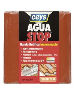 AGUASTOP BANDA IMP. BUTILO ROJO TEJA 3 m X 10 cm CEYS 2