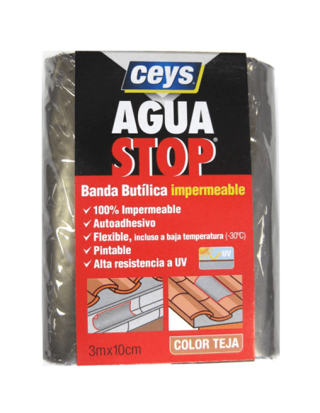 AGUASTOP BANDA IMP. BUTILO GRIS 3 m X 10  cm CEYS